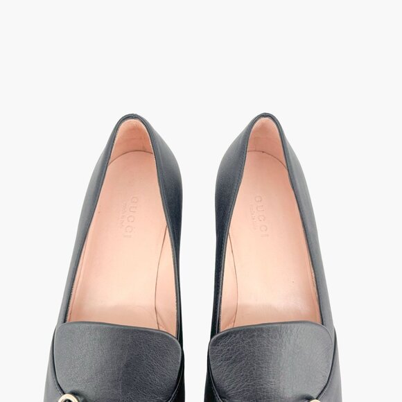 Gucci Horsebit Loafers EU 37 US 7 Black Leather Kira Flat Slip On Shoe Buckle - Picture 4 of 14